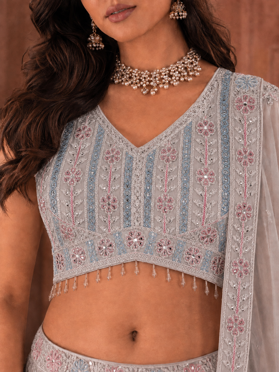 Sleeveless Embroidered Lehenga view 2