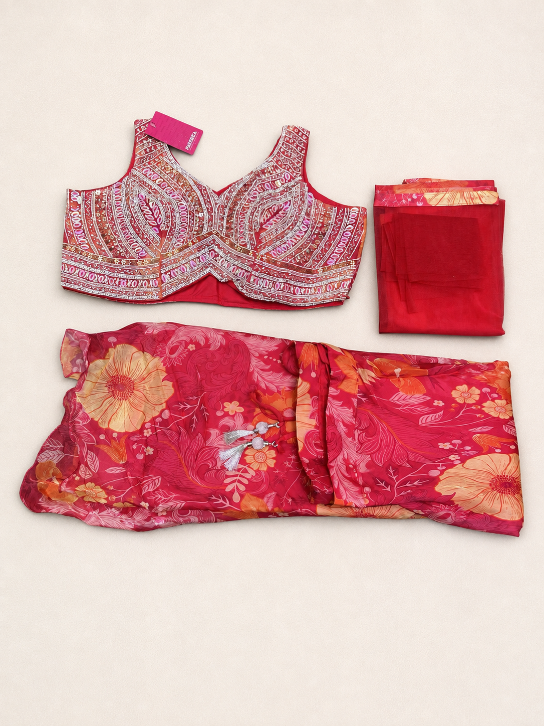 Sleeveless Floral Lehenga view 4