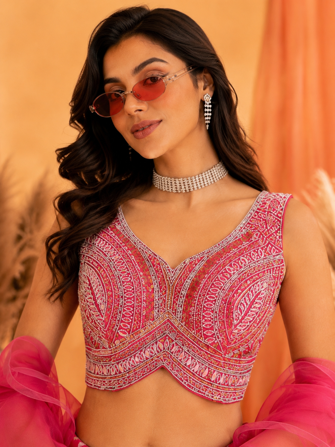 Sleeveless Floral Lehenga view 2
