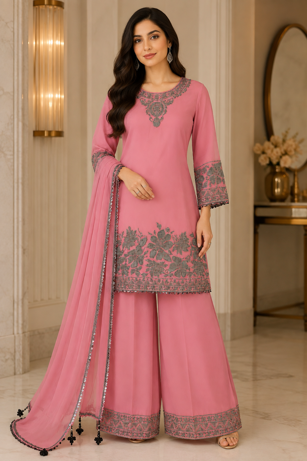 Embroidered Sharara Suit